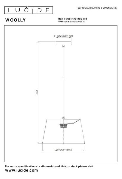 Lucide L104160133 závesné stropné svietidlo WOOLLY E27