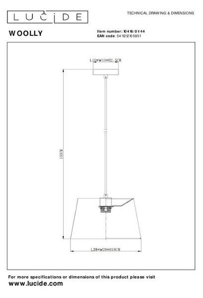 Lucide L104160144 závesné stropné svietidlo WOOLLY E27