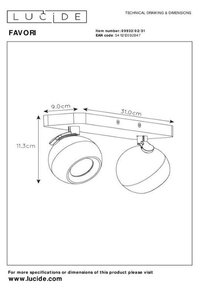 Lucide L099320231 bodové stropné svietidlo FAVORI GU10