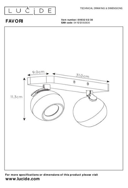 Lucide L099320230 bodové stropné svietidlo FAVORI GU10