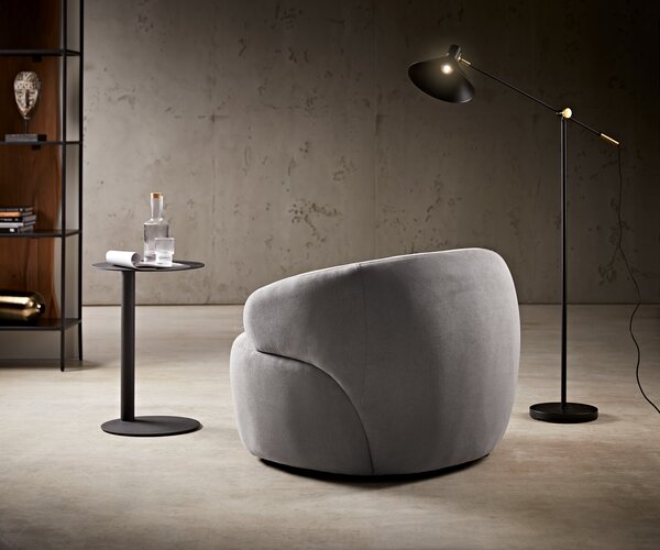 DELIFE Lounge kreslo Nova 88x88 cm mikrovlákno sivá