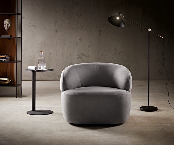 DELIFE Lounge kreslo Nova 88x88 cm mikrovlákno sivá