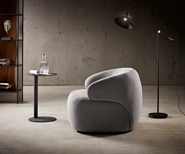 DELIFE Lounge kreslo Nova 88x88 cm mikrovlákno sivá