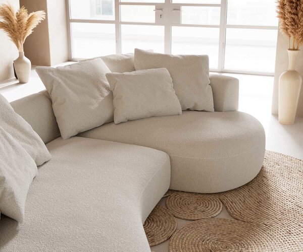 DELIFE Pohovka Edina 330x170 cm bouclé bielo-krémová