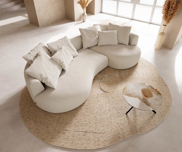 DELIFE Pohovka Edina 330x170 cm bouclé bielo-krémová