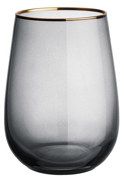 TOUCH OF GOLD Pohár so zlatým okrajom 590 ml - tm. šedá