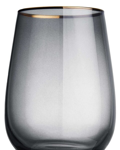 TOUCH OF GOLD Pohár so zlatým okrajom 590 ml - tm. šedá
