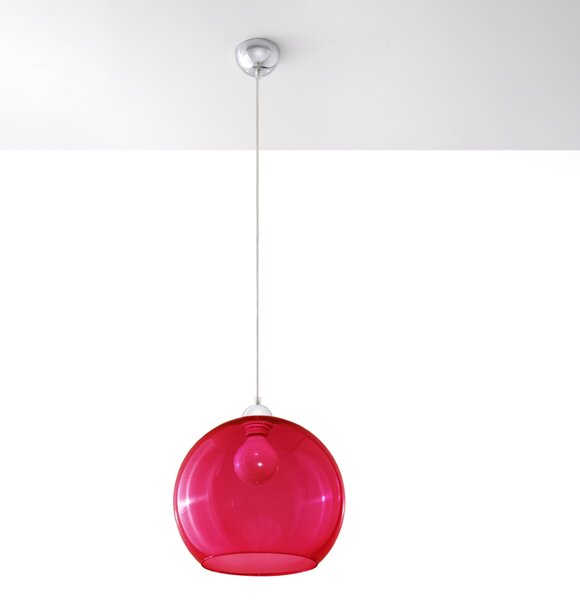 Závesné svietidlo Ball, 1x červené sklenené tienidlo