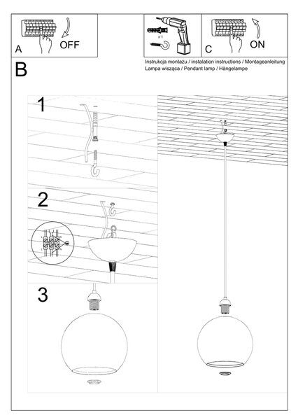 Závesné svietidlo Ball, 1x červené sklenené tienidlo