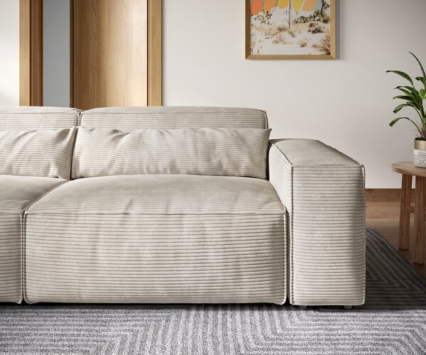 DELIFE Veľká pohovka Sirpio XL 270x130 cm manšester béžová s taburetom