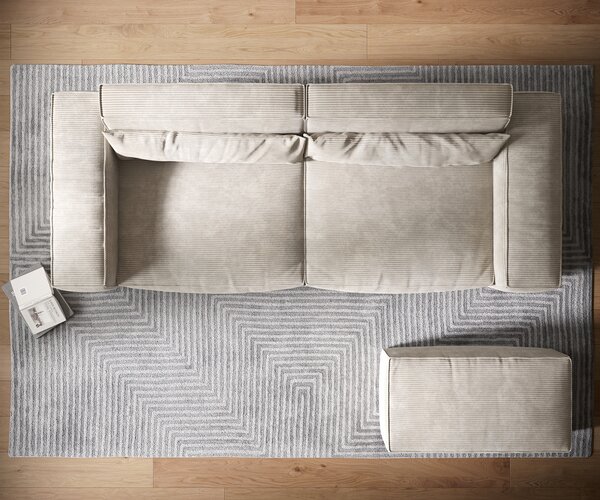 DELIFE Veľká pohovka Sirpio XL 270x130 cm manšester béžová s taburetom