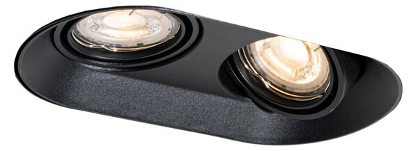 Okrúhle zapustené bodové svetlo čierne GU10 50 mm 2-svetlo - Hubs