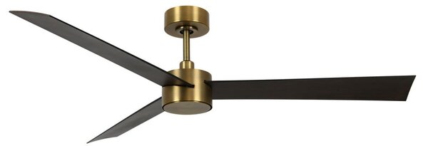 Ventilátor Climate IV so svetlom, mosadz/orech, DC – Beacon Beacon Lighting, Climate IV, stmievateľné, Drevo, Obývacia izba, Plast, Moderný