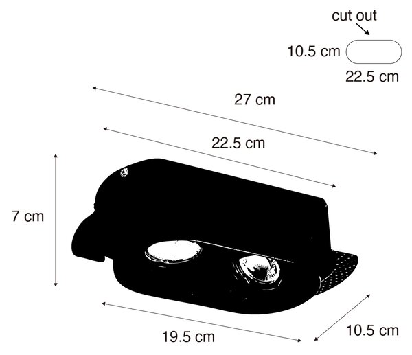 Okrúhle zapustené bodové svetlo čierne GU10 50 mm 2-svetlo - Hubs
