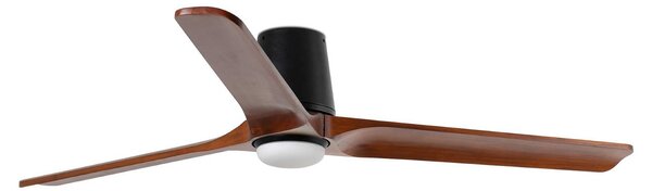 Ventilátor Heywood L s LED osvetlením, Ø 132 cm, čierny/v odtieni dreva – Faro FARO BARCELONA, Heywood L, stmievateľné, Drevo, Obývacia izba, Drevo, Moderný