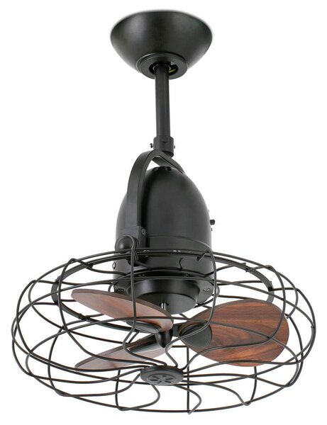 Ventilátor Keiki, Ø 43 cm, na stenu a strop, tmavohnedý – Faro FARO BARCELONA, Keiki, Čierna, Obývacia izba, Kov, Vintage