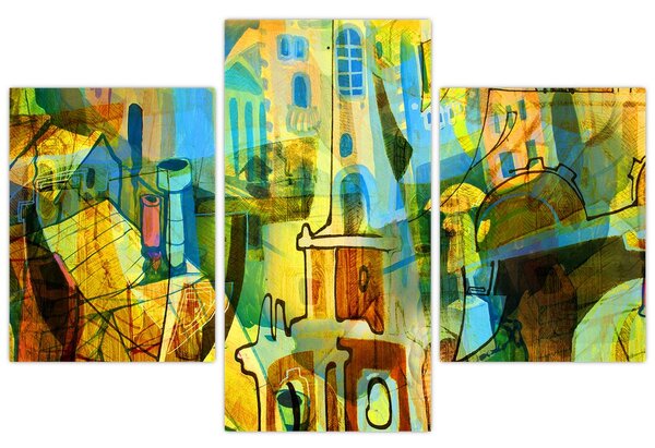 Obraz - Architektúra, kubistická abstrakcia (90x60 cm)