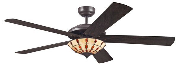 Stropný ventilátor Comet T s lampou Tiffany – Westinghouse Westinghouse, Comet T, Drevo, Obývacia izba, Drevo, Moderný