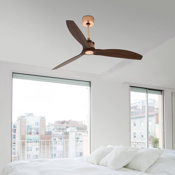 Stropný ventilátor Just Fan, Ø 128 cm, meď/orech FARO BARCELONA, Just Fan, Drevo, Obývacia izba, Plast, Moderný