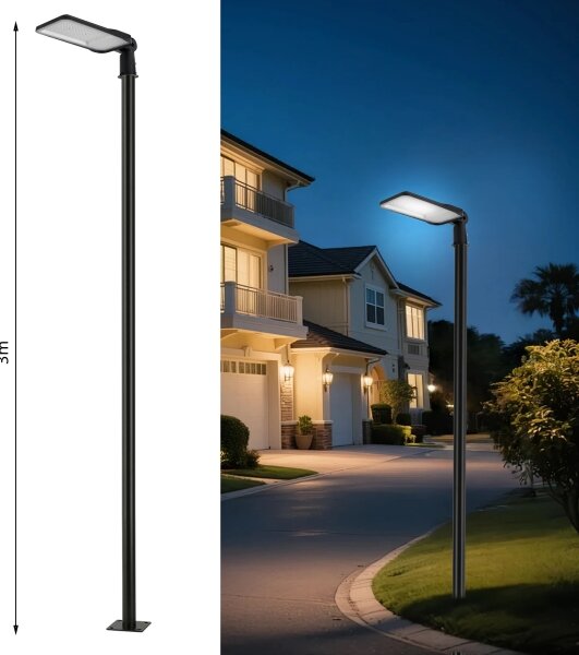 Brilagi-LED Vonkajšie svietidlo so stĺpom a káblom 3 m URBANLIGHT LED/200W/230V čierna IP65