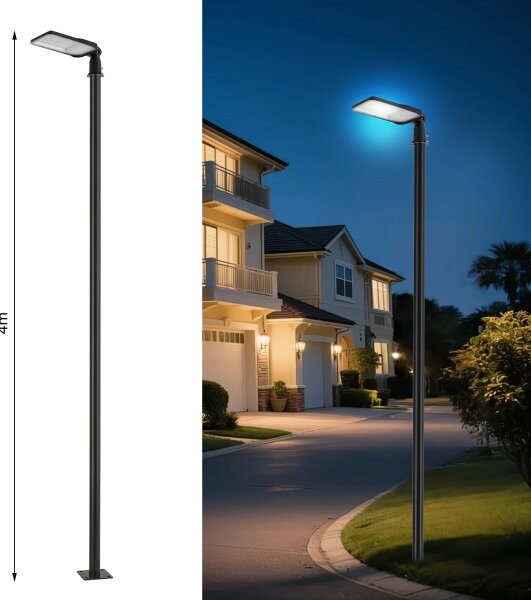 Brilagi-LED Vonkajšia lampa so stĺpom a kl. 4 m URBANLIGHT LED/100W/230V čierna IP65