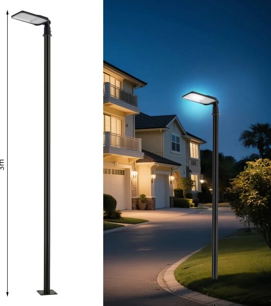 Brilagi-LED Vonkajšie svietidlo so stĺpom a 3 m káblom URBANLIGHT LED/100W/230V čierne IP65