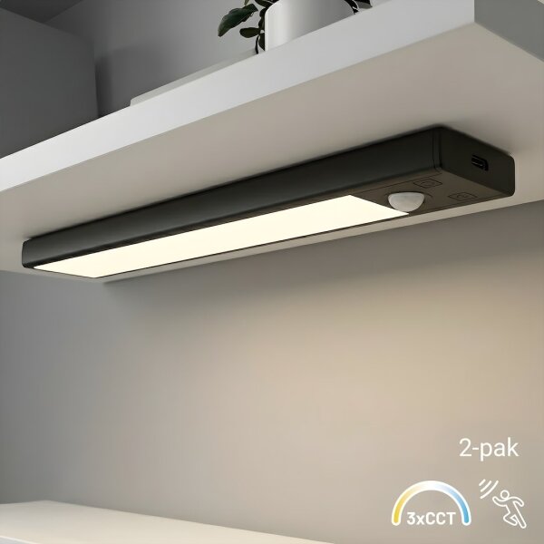 SADA 2x nabíjateľných LED svietidiel do nábytku so senzorom VIRO LED/1W/800 mAh 20 cm CCT čierna