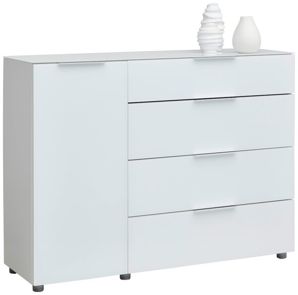 ŠIROKÁ KOMODA, biela s vysokým leskom, 135/99/40 cm Voleo - Obývacie zostavy