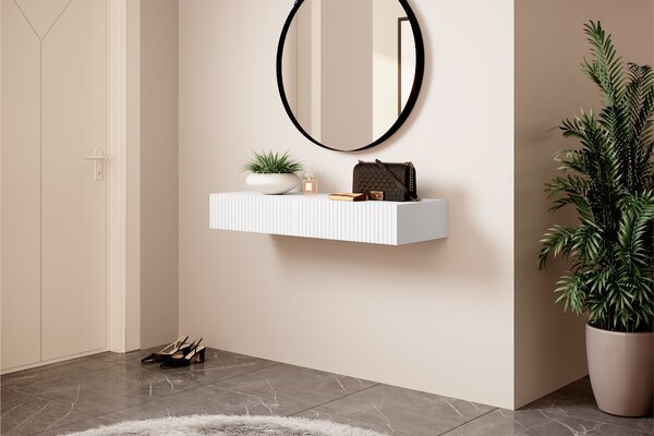 Závesný písací stôl Nicole 100 cm so zásuvkami - biely mat
