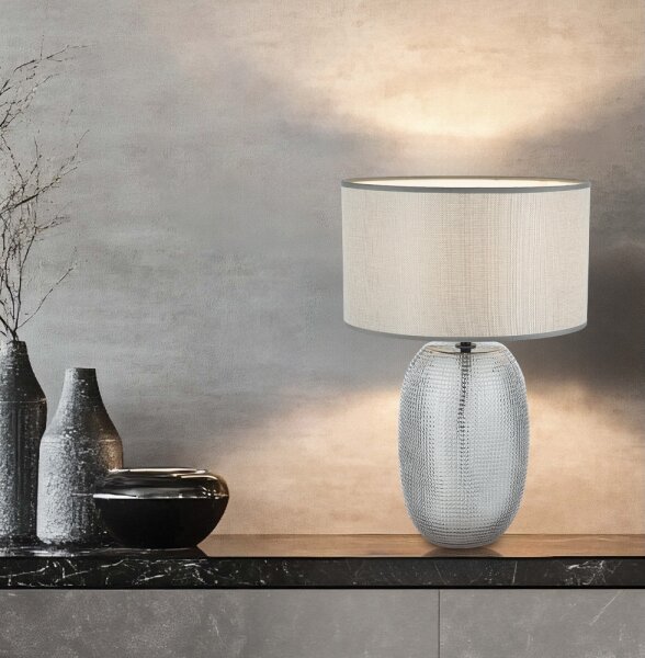 Stolná lampa JENIFER 1xE27/40W/230V sivá/dymová