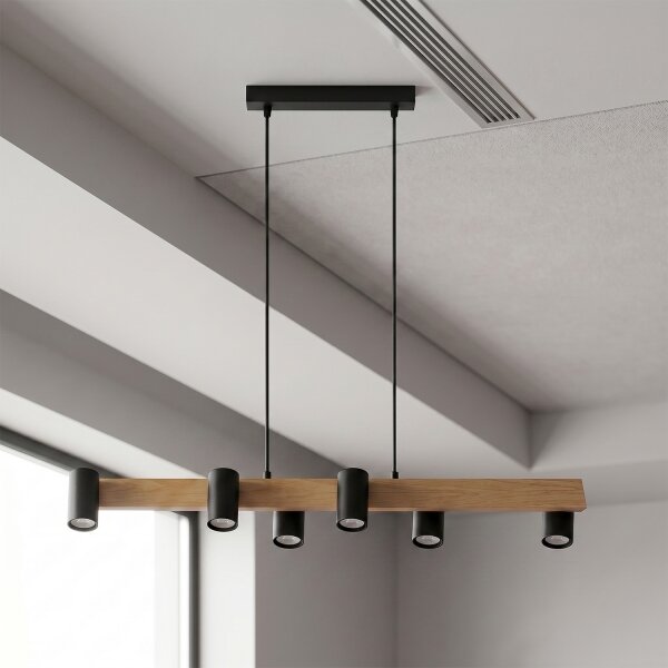 Brilagi - LED RGBW Stmievateľný luster na lanku SELE 6xGU10/6,5W/230V čierna/dub