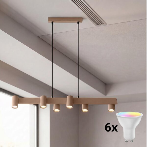 Brilagi - LED RGBW Stmievateľný luster na lanku SELE 6xGU10/6,5W/230V béžový