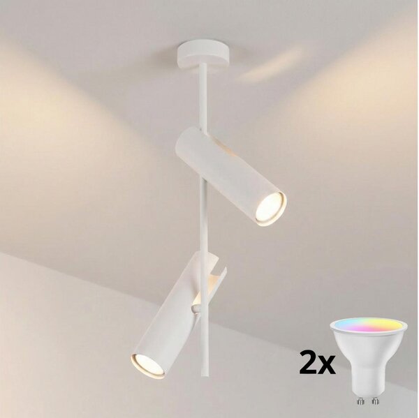 Brilagi - LED RGBW stmievateľný luster na tyči BRANCH 2xGU10/6,5W/230V biela