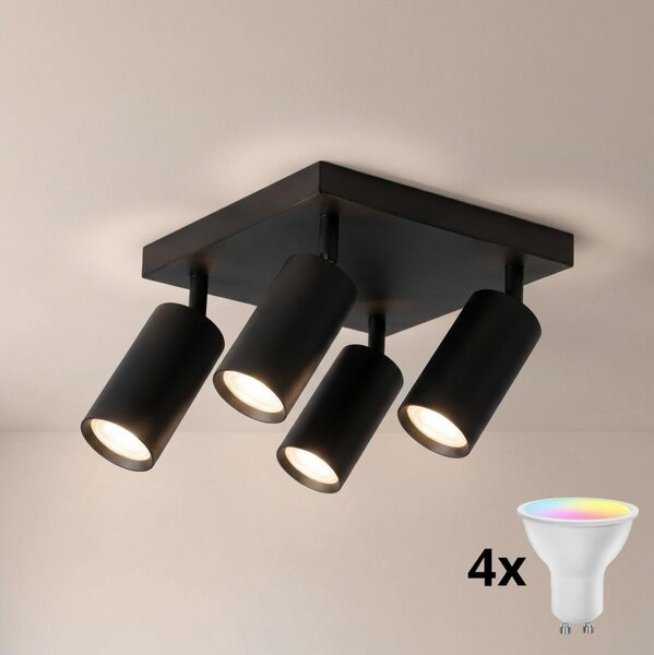 Brilagi - LED RGBW stmievateľné bodové svietidlo SELE SQUARE 4xGU10/6,5W/230V čierne