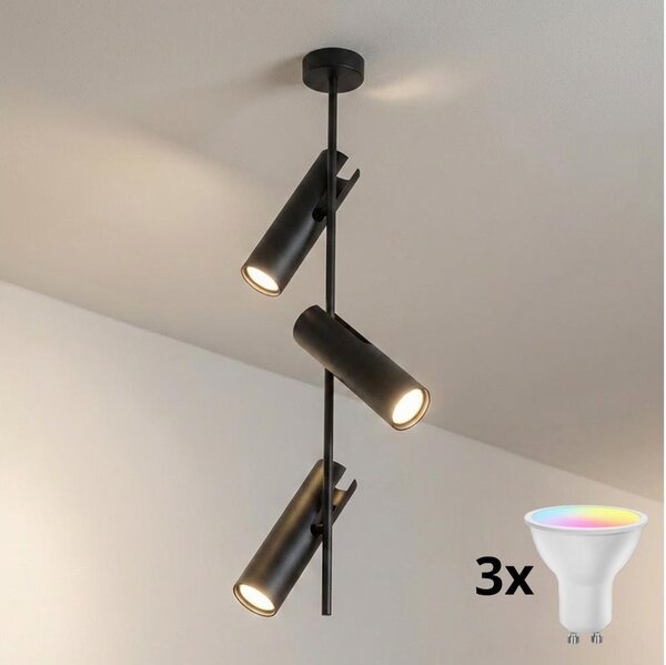 Brilagi - LED RGBW Stmievateľný luster na tyči BRANCH 3xGU10/6,5W/230V čierna