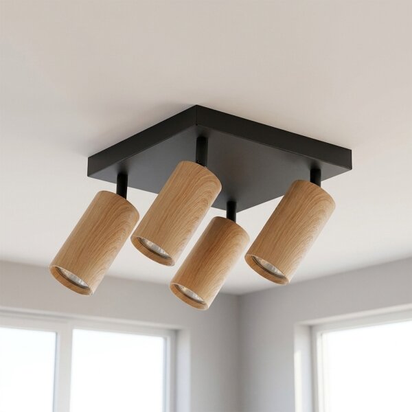 Brilagi - LED RGBW stmievateľné bodové svietidlo SELE SQUARE 4xGU10/6,5W/230V čierna/dub