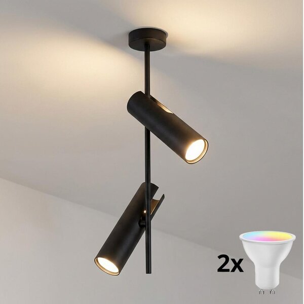 Brilagi - LED RGBW Stmievaný luster na tyči BRANCH 2xGU10/6,5W/230V čierna
