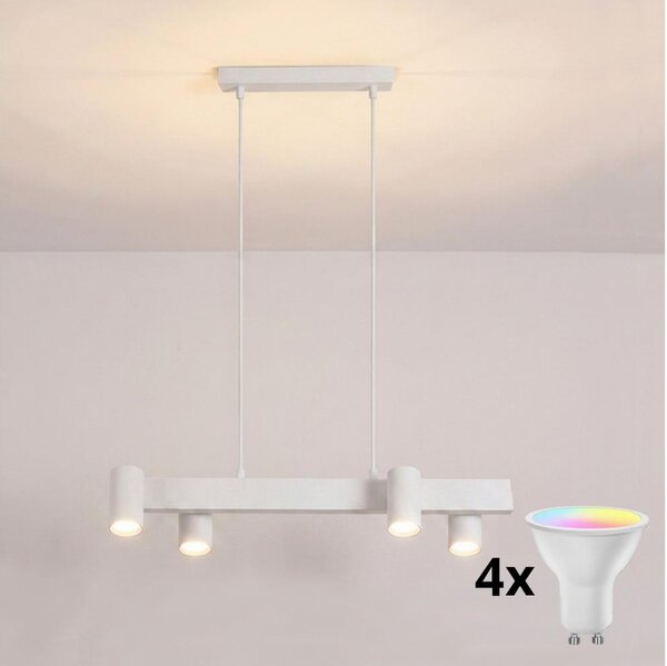 Brilagi - LED RGBW Stmievateľný zavesný luster na lankách SELE 4xGU10/6,5W/230V biela