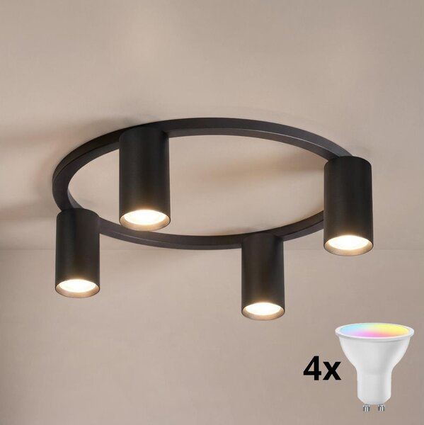 Brilagi - LED RGBW stmievateľné stropné svietidlo SELE 4xGU10/6,5W/230V čierna