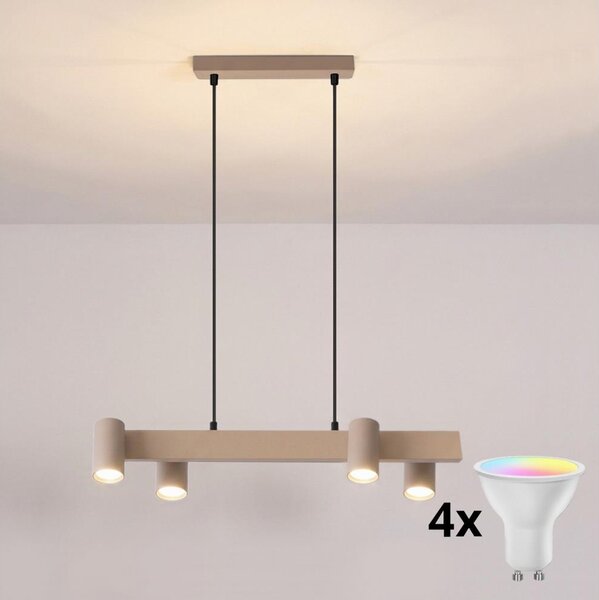 Brilagi - LED RGBW stmievateľný luster na lanku SELE 4xGU10/6,5W/230V béžová