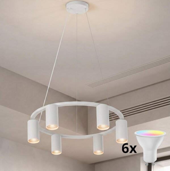 Brilagi - LED RGBW stmievateľný luster na lanku SELE 6xGU10/6,5W/230V biela
