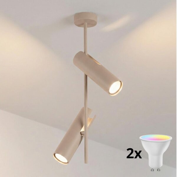 Brilagi - LED RGBW Stmievateľný luster na tyči BRANCH 2xGU10/6,5W/230V béžový
