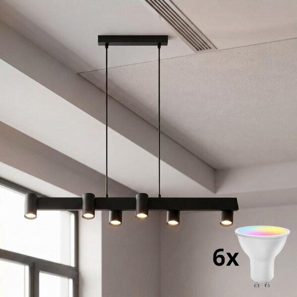 Brilagi - LED RGBW Stmievateľný luster na lanku SELE 6xGU10/6,5W/230V čierny