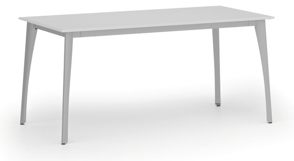 Rokovací kancelársky stôl PRIMO OMEGA, 160x80 cm, sivá podnož, biela