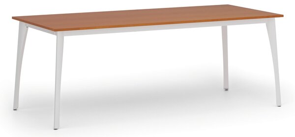 Rokovací kancelársky stôl PRIMO OMEGA, 200x90 cm, biela podnož, čerešňa