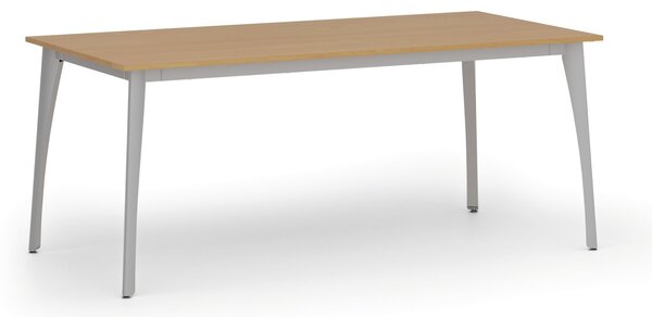 Rokovací kancelársky stôl PRIMO OMEGA, 180x90 cm, sivá podnož, buk