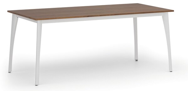 Rokovací kancelársky stôl PRIMO OMEGA, 180x90 cm, biela podnož, orech