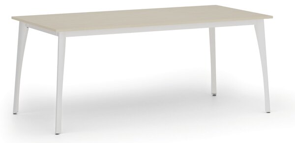 Rokovací kancelársky stôl PRIMO OMEGA, 180x90 cm, biela podnož, breza