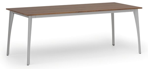 Rokovací kancelársky stôl PRIMO OMEGA, 200x90 cm, sivá podnož, orech