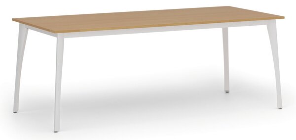 Rokovací kancelársky stôl PRIMO OMEGA, 200x90 cm, biela podnož, buk